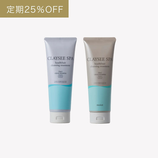 【定期お届け便25%OFF】クレイシースパ クリームシャンプー 2本セット(さらさらクールorしっとりモイスト)<送料無料>