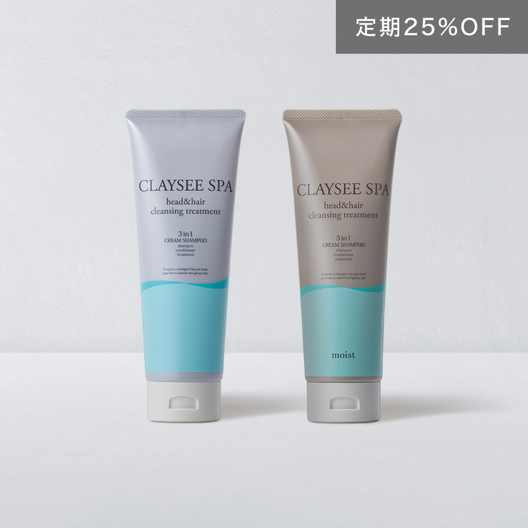 【定期お届け便25%OFF】クレイシースパ クリームシャンプー 2本セット(さらさらクールorしっとりモイスト)<送料無料>