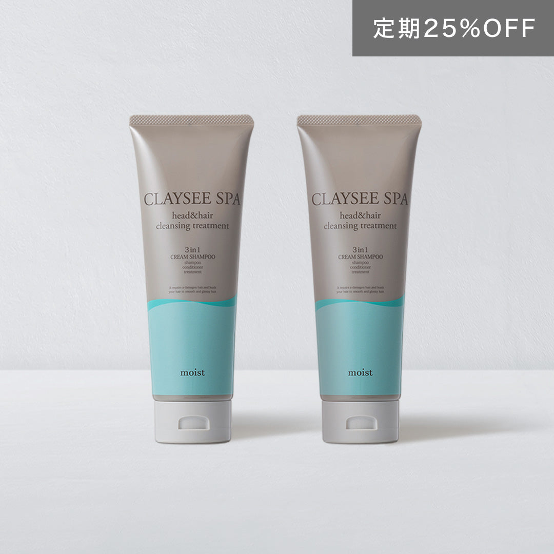 【定期お届け便25%OFF】クレイシースパ クリームシャンプー 2本セット(さらさらクールorしっとりモイスト)<送料無料>