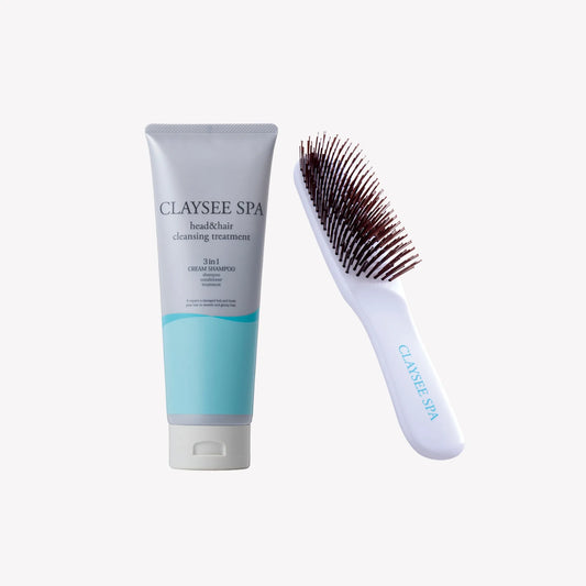 クレイシースパ クリームシャンプー200g＆ブラシセット（さらさらクールorしっとりモイスト）